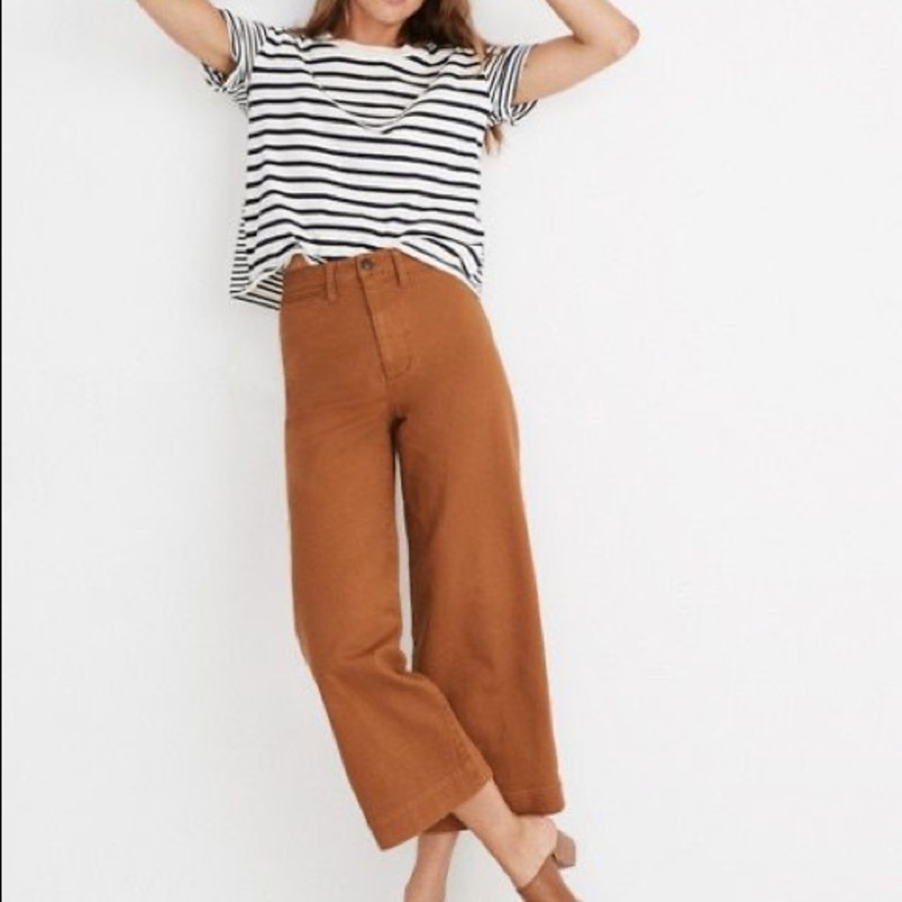 Madewell Emmett Wide Leg Crop Pants Burnt Sienna